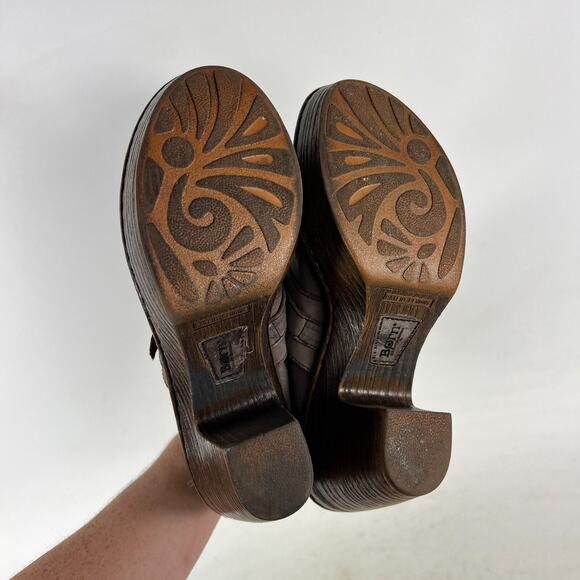Born Haddon Platform Clogs Womens 9 Brown Leather Slip-On Round Toe Comfort Shoe - Picture 8 of 10